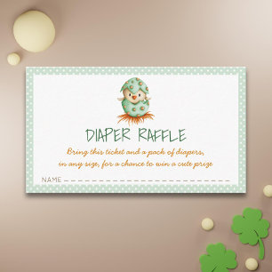 Green Diaper Raffle with Bird Hatching Baby Shower Enclosure Card