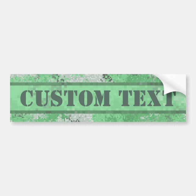 Green Digi Camo w/ Custom Text Bumper Sticker (Front)