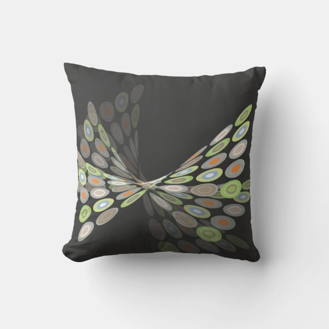 Green Digital Butterfly Graphics Art Pillow Cushio (Front)