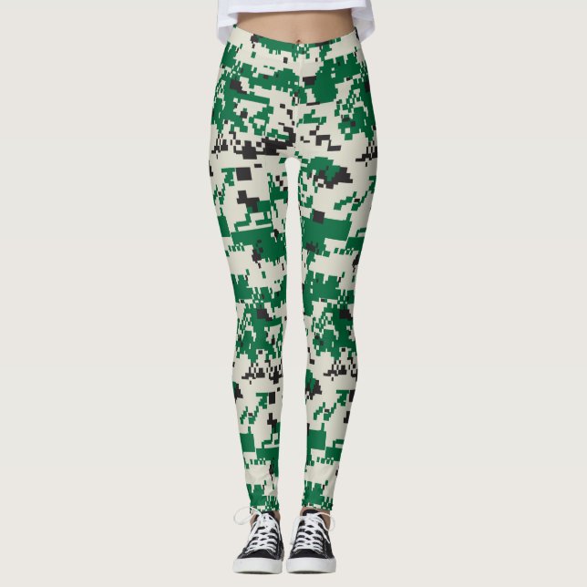 Green Digital Camouflage Leggings (Front)