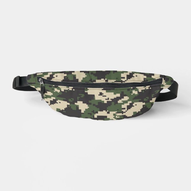 Green Digital Camouflage Pattern Bum Bags (Front)