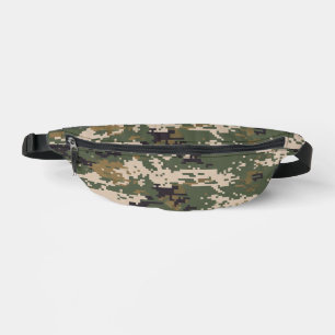 Green Digital Camouflage Pattern Bum Bags