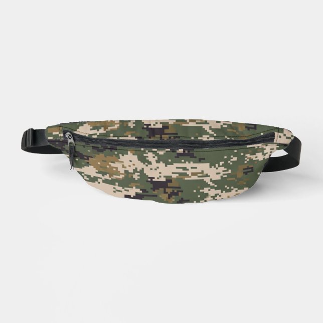 Green Digital Camouflage Pattern Bum Bags (Front)