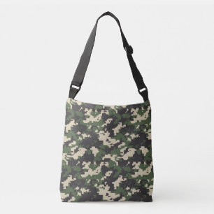 Green Digital Camouflage Pattern Crossbody Bag