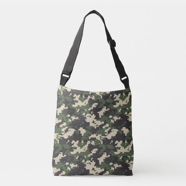 Green Digital Camouflage Pattern Crossbody Bag (Front)