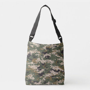 Green Digital Camouflage Pattern Crossbody Bag