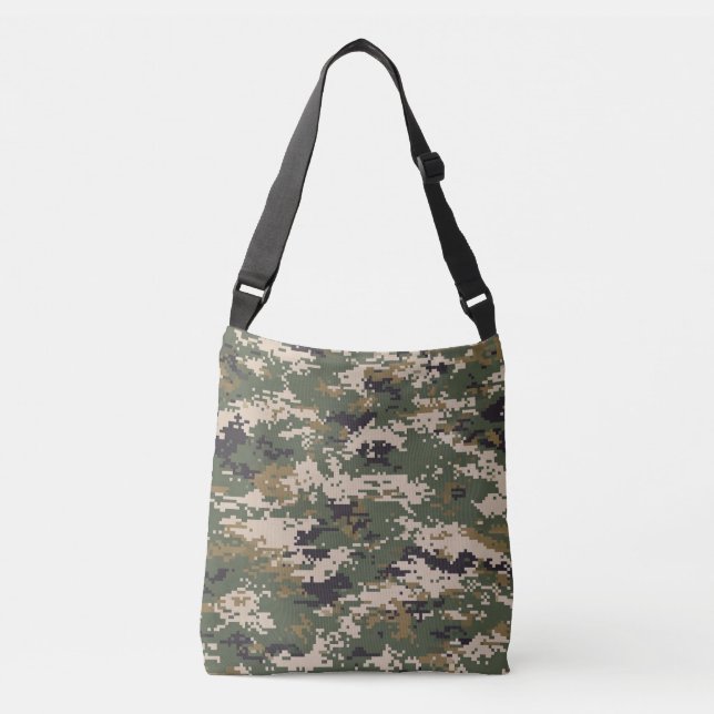 Green Digital Camouflage Pattern Crossbody Bag (Front)