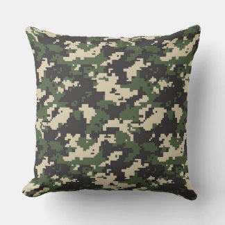 Green Digital Camouflage Pattern Cushion