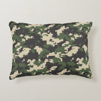 Green Digital Camouflage Pattern Decorative Cushion