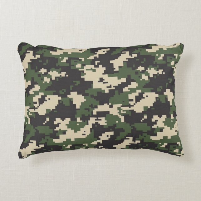 Green Digital Camouflage Pattern Decorative Cushion (Front)