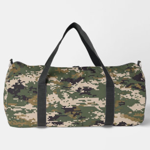 Green Digital Camouflage Pattern Duffle Bag