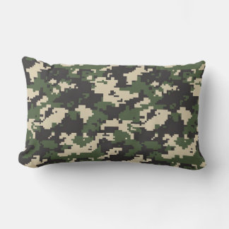 Green Digital Camouflage Pattern Lumbar Cushion