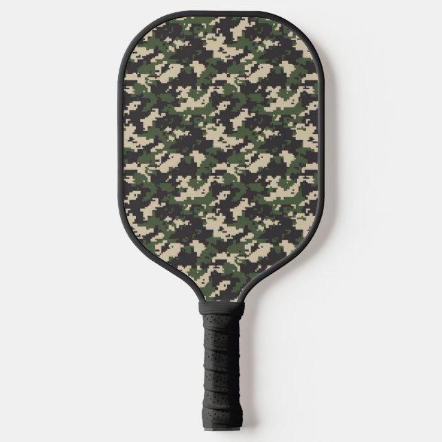 Green Digital Camouflage Pattern Pickleball Paddle (Front)