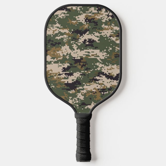 Green Digital Camouflage Pattern Pickleball Paddle (Front)