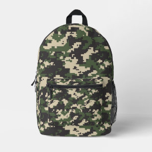 Green Digital Camouflage Pattern Printed Backpack