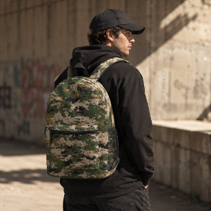 Green Digital Camouflage Pattern Printed Backpack