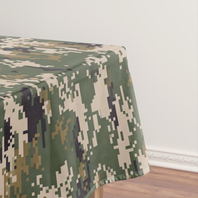 Green Digital Camouflage Pattern Tablecloth (In Situ)