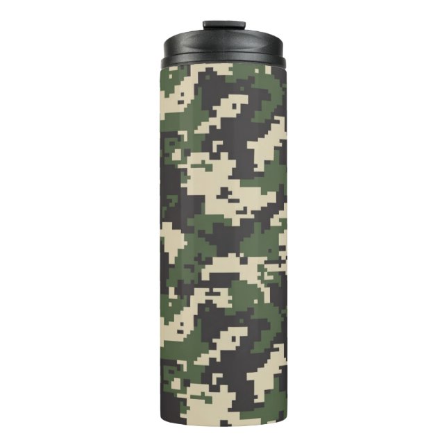 Green Digital Camouflage Pattern Thermal Tumbler (Front)