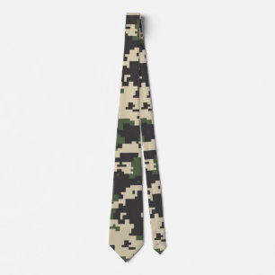 Green Digital Camouflage Pattern Tie