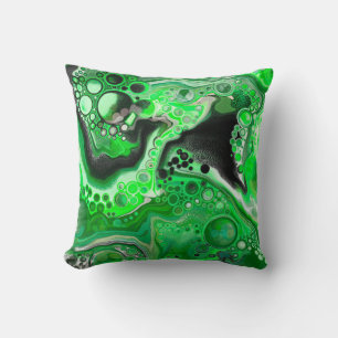 Green Digital Fluid Marble Art    Cushion