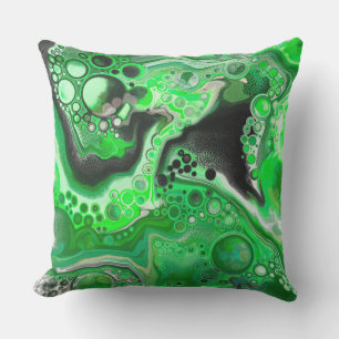 Green Digital Fluid Marble Art Cushion