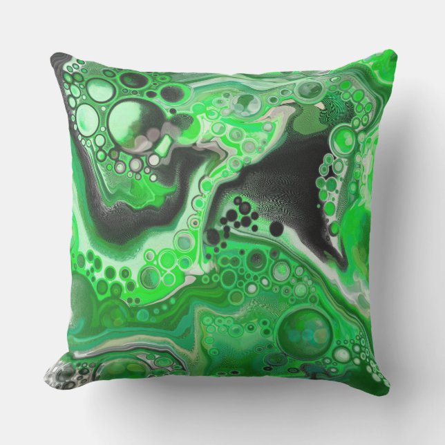 Green Digital Fluid Marble Art   Cushion (Front)