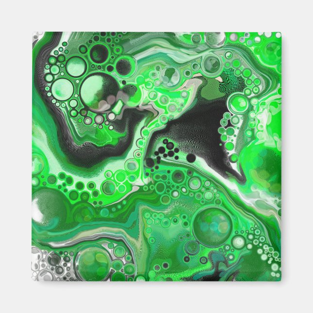 Green Digital Fluid Marble Art  Magnet (Front)