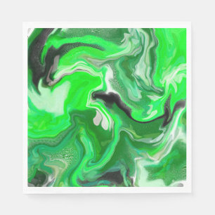 Green Digital Fluid Marble Art Napkin