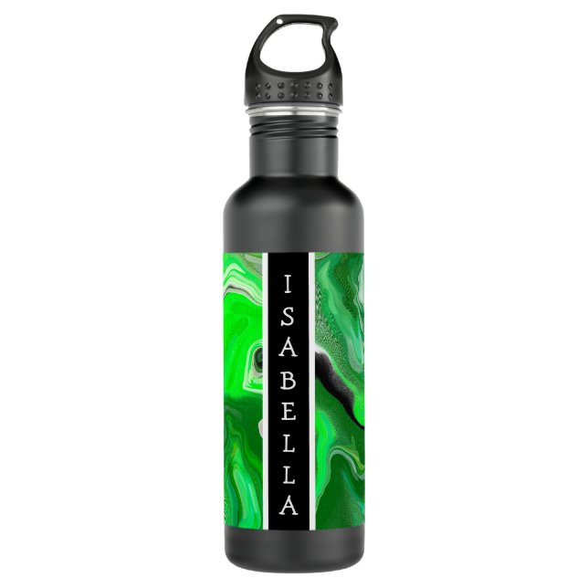 Green Digital Fluid Marble Art Personalised 710 Ml Water Bottle (Front)