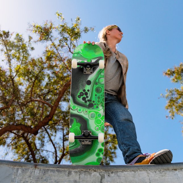 Green Digital Fluid Marble Art    Skateboard (Outdoor 1)