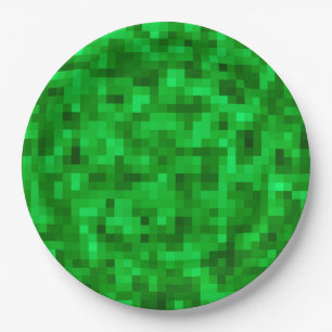 Green Digital Turf Sports Field Football Soccer Paper Plate