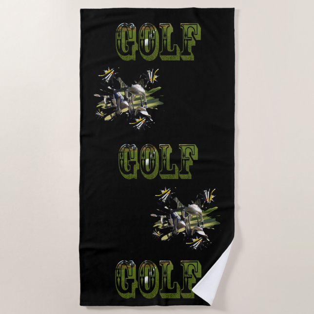 Green Dimensional Golf Picture logo,   Beach Towel (Front)