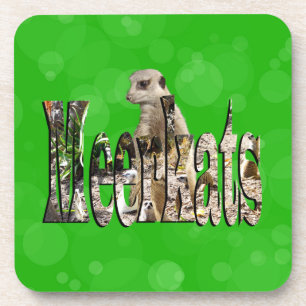 Green Dimensional Meerkats Name Logo, Coaster