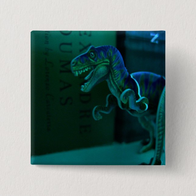 Green Dino 15 Cm Square Badge (Front)