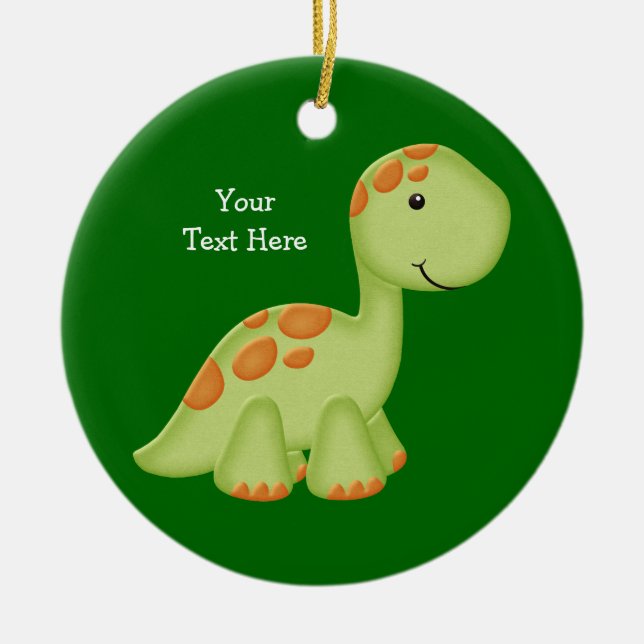 Green Dino (customisable) Ceramic Tree Decoration (Front)