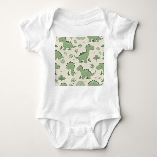 green dinosaur baby bodysuit (Front)