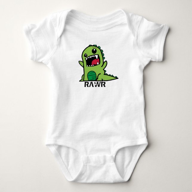 Green Dinosaur baby outfit Bodysuit (Front)