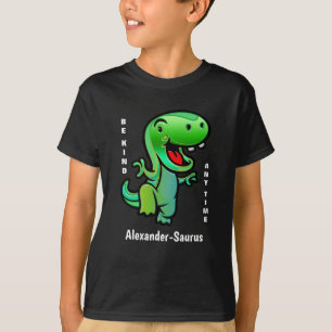Green Dinosaur Be Kind Boy Girl Personalise T-Shirt
