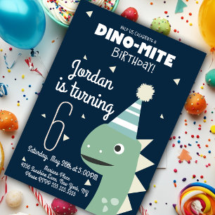 Green Dinosaur Birthday Confetti Invitation