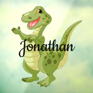 Green Dinosaur Design Window Cling