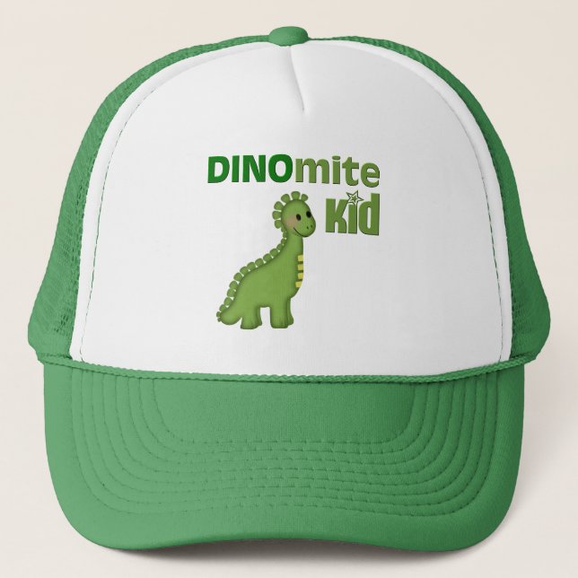 Green Dinosaur Dinomite Trucker Hat (Front)