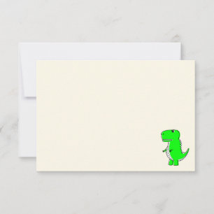 Green Dinosaur Drawing Blank Cream Off White Card