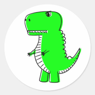 Green Dinosaur Drawing Classic Round Sticker