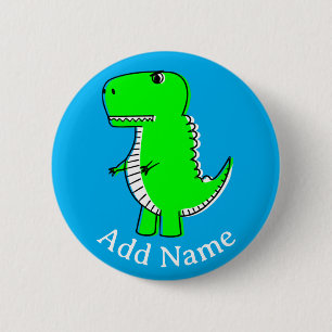 Green Dinosaur Drawing Custom Name 6 Cm Round Badge