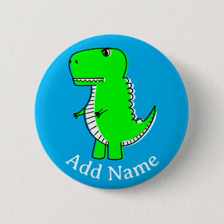 Green Dinosaur Drawing Custom Name 6 Cm Round Badge