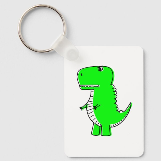 Green Dinosaur Drawing  Key Ring (Front)