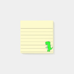 Green Dinosaur Drawing Lined 3x3 Yellow Post-it Notes
