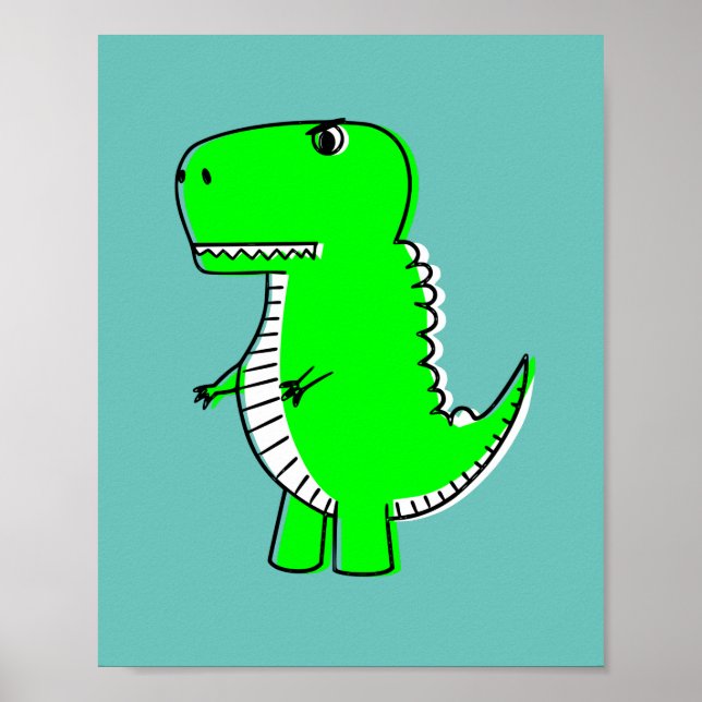 Green Dinosaur Drawing Poster (Front)