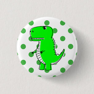 Green Dinosaur Green Polka Dots 3 Cm Round Badge