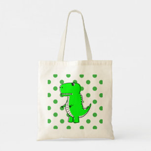 Green Dinosaur Green Polka Dots  Tote Bag